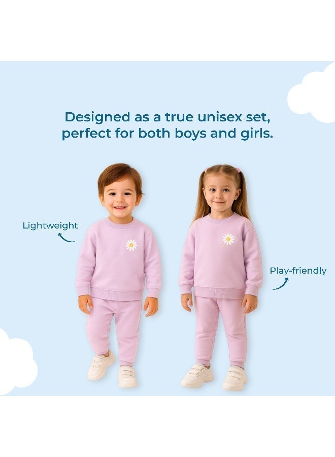 لؤي طقم شتوي للبنات من لؤي | بلوزة وبنطال من القطن العضوي | ملابس شتوية ناعمة ومريحة | طقم أنيق (وردي) - Image 2